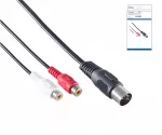 DINIC wtyk DIN do gniazda stereo RCA, czarny wtyk DIN. 180° (5-pin) do 2x gniazda RCA, pudełko